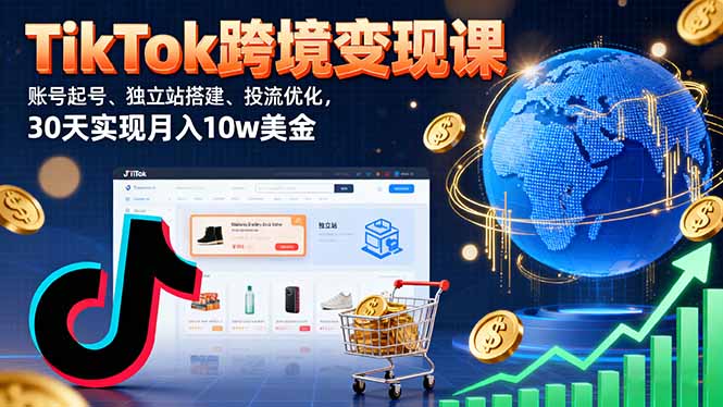 TikTok跨境变现课：账号起号、独立站搭建、投流优化，30天实现月入10w美金-问小徐资源库