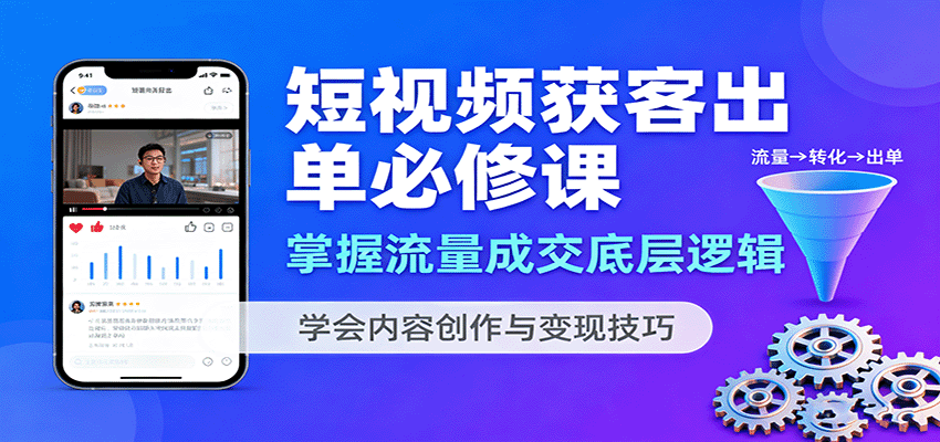 短视频获客出单必修课：掌握流量成交底层逻辑，学会内容创作与变现技巧-问小徐资源库