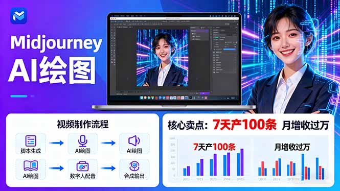 AI绘图照片开口说话视频制作：Midjourney+数字人，7天产100条月增收过万-问小徐资源库