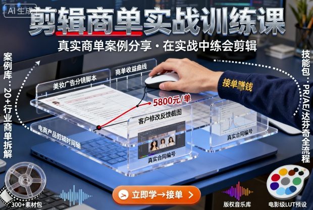 剪辑商单实战训练课，真实商单案例分享，在实战中练会剪辑-问小徐资源库
