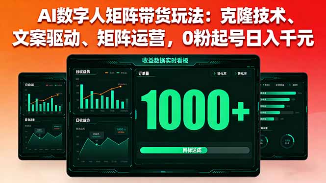 AI数字人矩阵带货玩法：克隆技术、文案驱动、矩阵运营，0粉起号日入千元-问小徐资源库