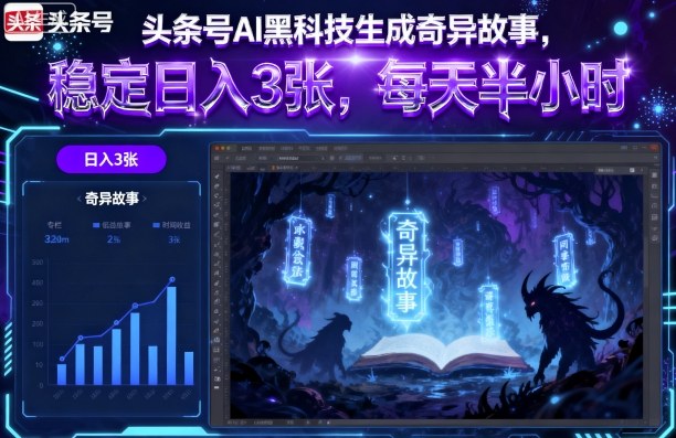 头条号AI黑科技生成奇异故事，稳定日入3张，每天半小时-问小徐资源库