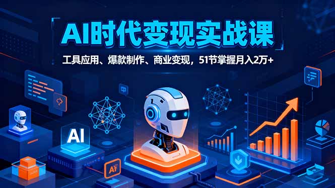AI时代全场景实战课，工具应用、爆款制作、商业变现，51节掌握月入2万+-问小徐资源库