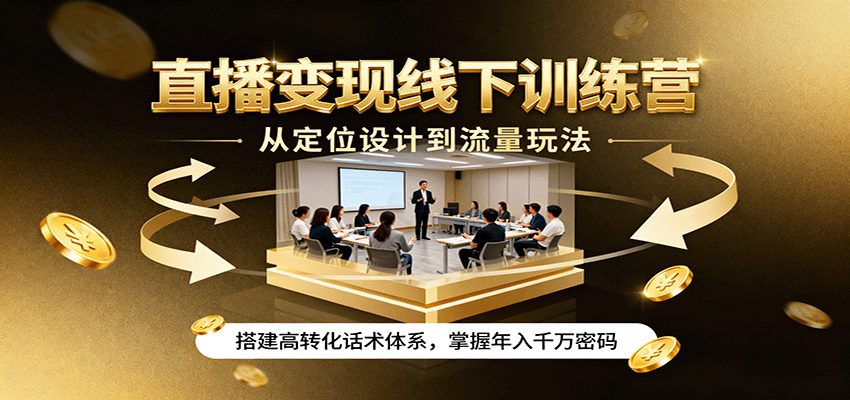 直播变现线下训练营，从定位设计到流量玩法，搭建高转化话术体系，掌握年入千万密码-问小徐资源库