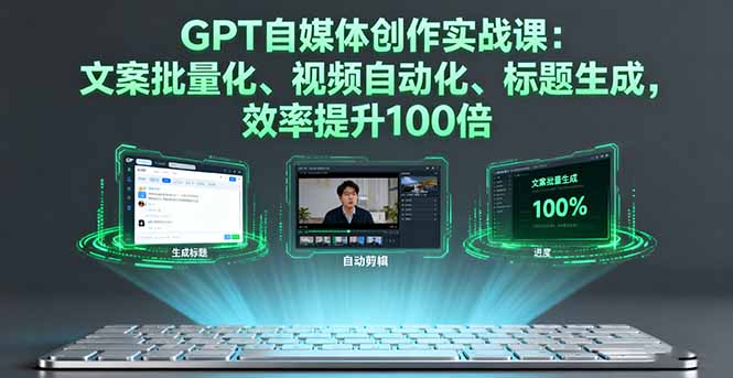 GPT自媒体创作实战课：文案批量化、视频自动化、标题生成，效率提升100倍-问小徐资源库