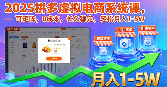 2025拼多多虚拟电商系统课，可矩阵，0成本，长久稳定，轻松月入1-5W-问小徐资源库