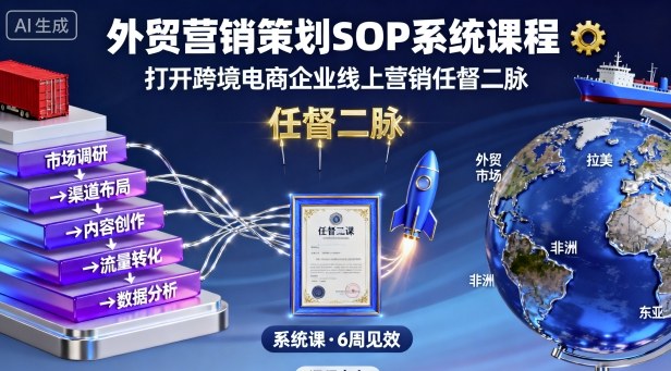 外贸营销策划SOP系统课程，打开跨境电商企业线上营销任督二脉-问小徐资源库