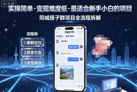 实操简单，变现难度低，最适合新手小白做的项目，每天轻松收入3张，同城搭子群项目全流程拆解-问小徐资源库