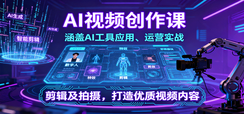 AI视频创作课，涵盖AI工具应用、运营实战、剪辑及拍摄，打造优质视频内容-问小徐资源库