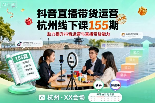 抖音直播带货运营杭州线下课155期，助力提升抖音运营与直播带货能力-问小徐资源库