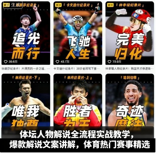 体坛人物解说全流程实战教学，爆款解说文案讲解，体育热门赛事精选-问小徐资源库