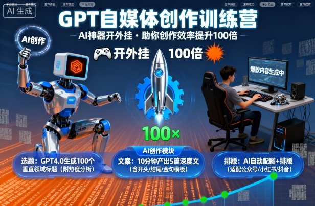 GPT自媒体创作训练营：AI神器开外挂，助你创作效率提升100倍-问小徐资源库