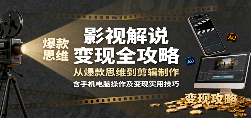 影视解说变现全攻略：从爆款思维到剪辑制作，含手机电脑操作及变现实用技巧-问小徐资源库