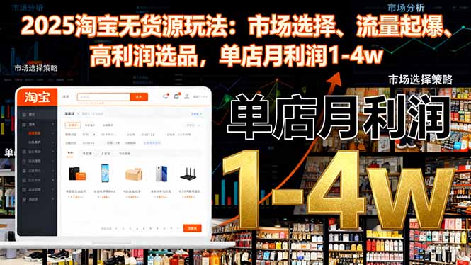 2025淘宝无货源玩法：市场选择、流量起爆、高利润选品，单店月利润1-4w-问小徐资源库