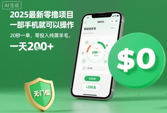 2025最新零撸项目，一部手机就可以操作，20秒一单，零投入纯薅羊毛，无门槛，一天200+【揭秘】-问小徐资源库