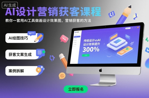 AI设计营销获客课程,教你一套用AI工具做画设计效果图,营销获客的方法-问小徐资源库