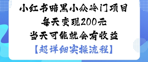 小红书暗黑小众冷门项目每天变现2张当天可能就会有收益-问小徐资源库