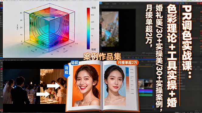 PR调色实战课：色彩理论+工具实操+婚礼医美/30+实操案例，月接单超2万-问小徐资源库