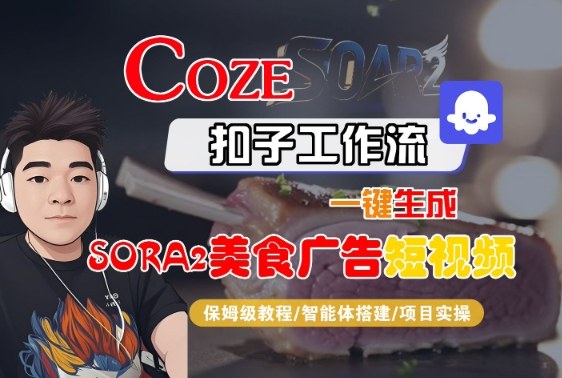 Coze扣子智能体工作流一键生成“SORA2美食广告“短视频，全流程保姆级教学-问小徐资源库