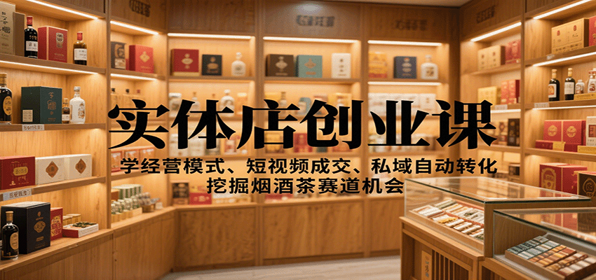 实体店创业课：学经营模式、短视频成交、私域自动转化，挖掘烟酒茶赛道机会-问小徐资源库