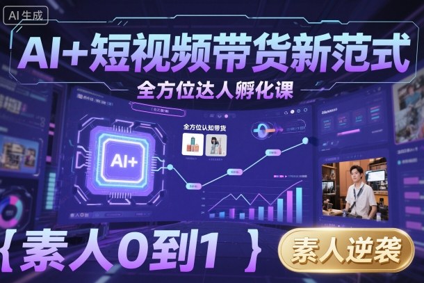 AI+短视频带货新范式全方位达人孵化课，素人也可以从0到1，全方位认知短视频带货-问小徐资源库