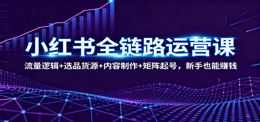 小红书全链路运营课：流量逻辑+选品货源+内容制作+矩阵起号，新手也能赚钱-问小徐资源库