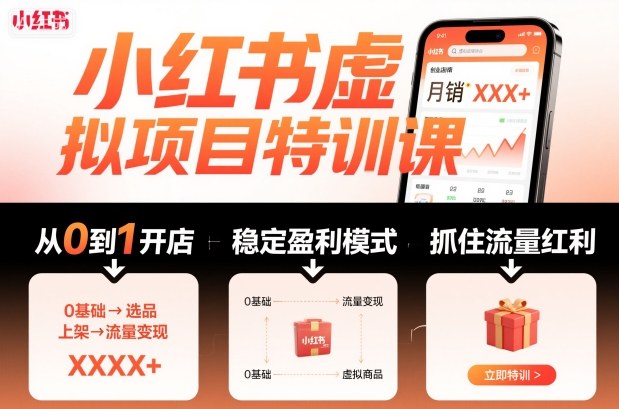 小红书虚拟项目特训课，帮你从0到1打造稳定盈利的店铺，抓住流量红利(更新9月)-问小徐资源库
