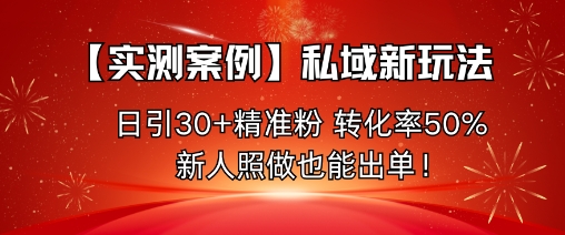 【实测案例】私域新玩法，日引30+精准粉，转化率50%，新人照做也能出单！-问小徐资源库