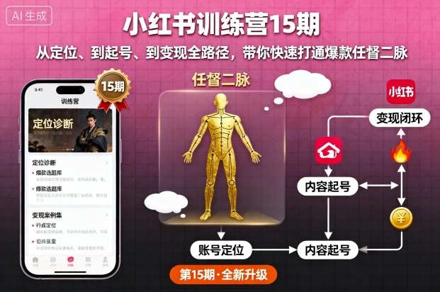 小红书训练营15期，从定位、到起号、到变现全路径，带你快速打通爆款任督二脉-问小徐资源库