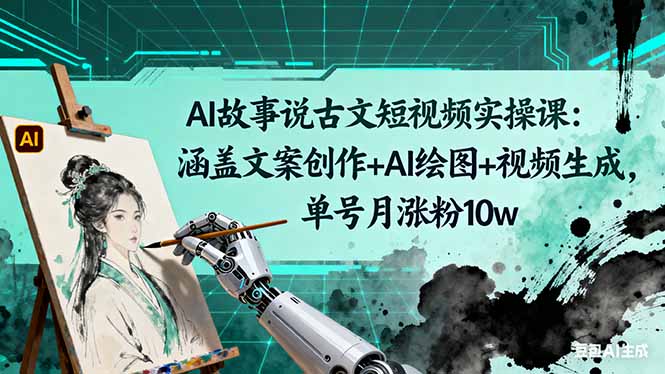 AI故事说古文短视频实操课：涵盖文案创作+AI绘图+视频生成，单号月涨粉10w-问小徐资源库