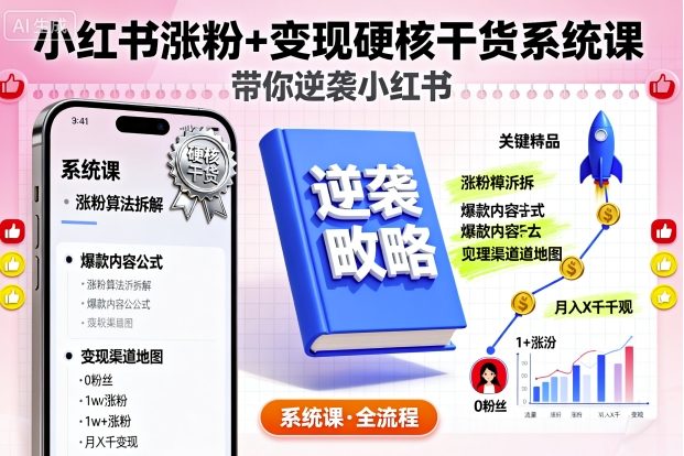 小红书涨粉+变现硬核干货系统课，带你逆袭小红书-问小徐资源库