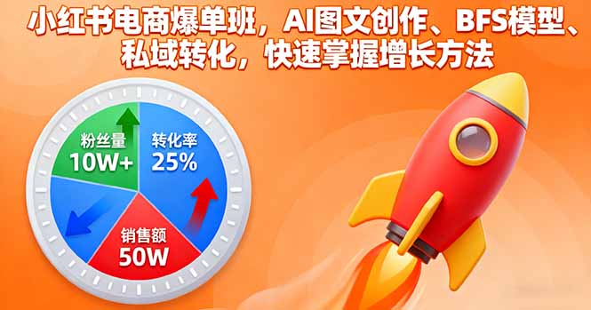 小红书电商爆单班，AI图文创作、BFS模型、私域转化，快速掌握增长方法-问小徐资源库