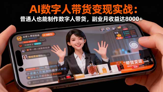 AI数字人带货变现实战：普通人也能制作数字人带货，副业月收益达8000+-问小徐资源库