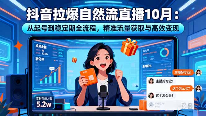 抖音拉爆自然流直播10月：从起号到稳定期全流程，精准流量获取与高效变现-问小徐资源库