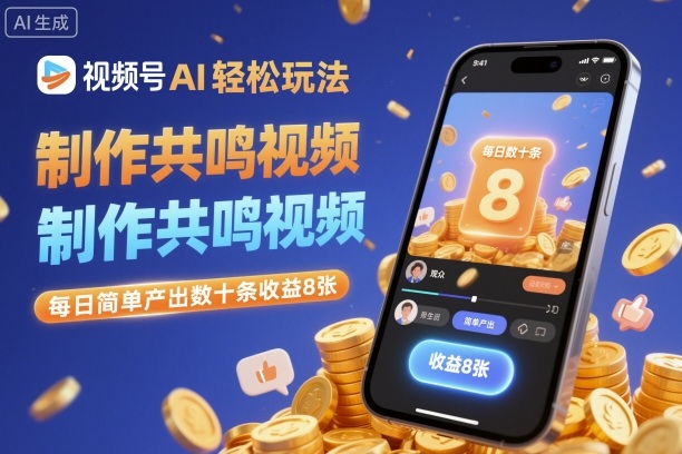 视频号AI轻松玩法，制作共鸣视频，每日简单产出数十条收益8张-问小徐资源库