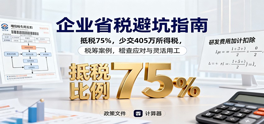 企业省税避坑指南：抵税75%，少交405万所得税，税筹案例，稽查应对与灵活用工-问小徐资源库