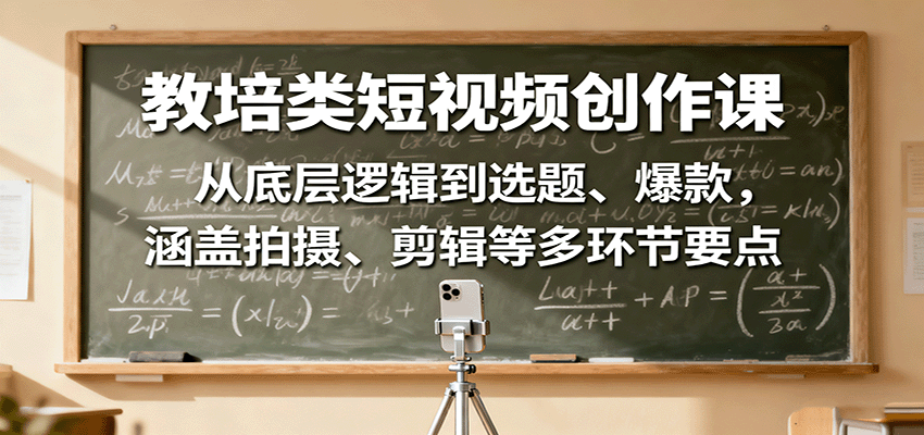 教培类短视频创作课：从底层逻辑到选题、爆款，涵盖拍摄、剪辑等多环节要点-问小徐资源库