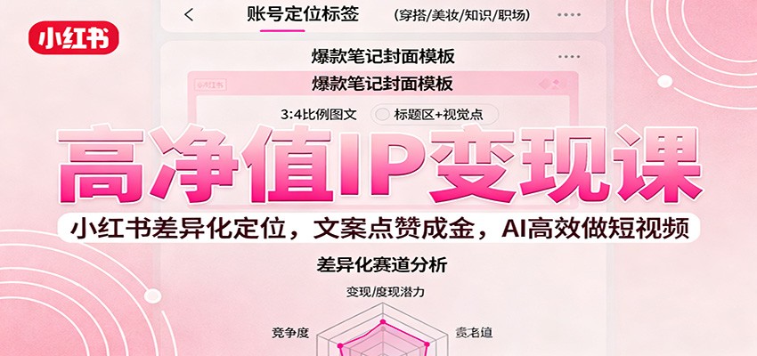 高净值IP变现课：小红书差异化定位，文案点赞成金， AI高效做短视频-问小徐资源库