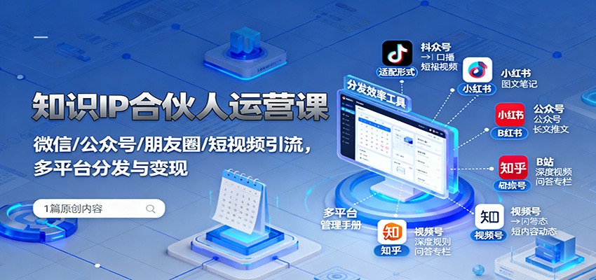 知识IP合伙人运营课：微信/公众号/朋友圈/短视频引流，多平台分发与变现-问小徐资源库