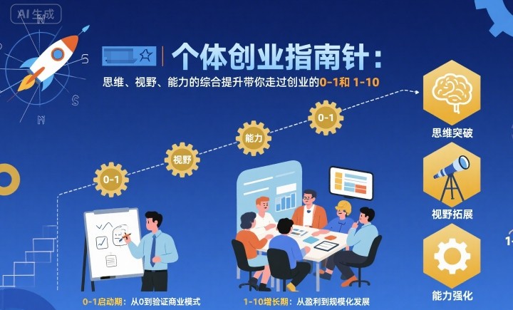 个体创业指南针，思维、视野、能力的综合提升带你走过创业的0-1和1-10【音频】-问小徐资源库