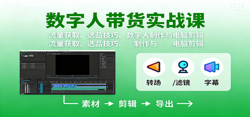 数字人变现实战课：流量获取、选品技巧、数字人制作与电脑剪辑-问小徐资源库