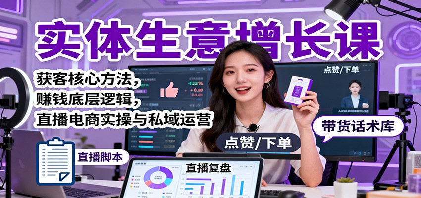 实体生意增长课：获客核心方法，赚钱底层逻辑，直播电商实操与私域运营-问小徐资源库