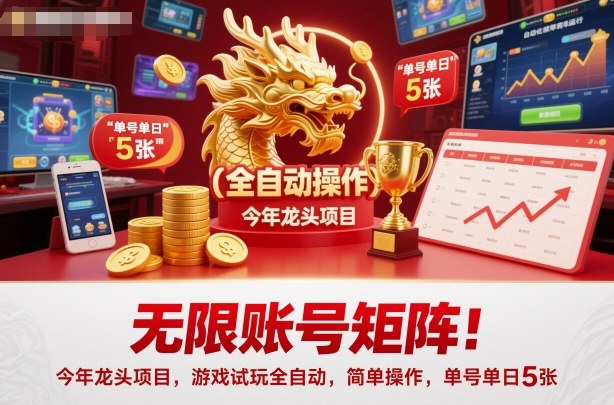 无限账号矩阵！今年龙头项目，游戏试玩全自动，简单操作，单号单日5张【揭秘】-问小徐资源库