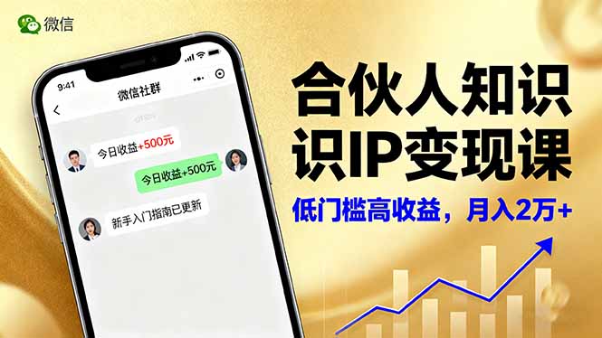 合伙人知识IP变现课,微信生态,内容创作与爆款打造,全网引流,新手月入2w+-问小徐资源库