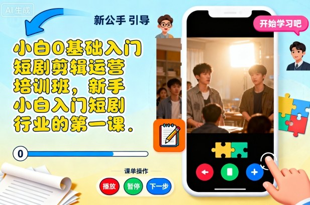 小白0基础入门短剧剪辑运营培训班，新手小白入门短剧行业的第一课-问小徐资源库