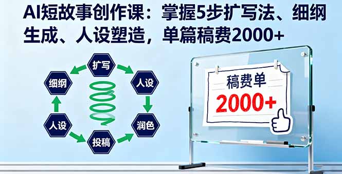 AI短故事创作课：掌握5步扩写法、细纲生成、人设塑造，单篇稿费2000+-问小徐资源库