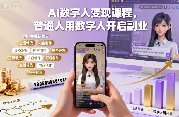 AI数字人变现课程,普通人用数字人开启副业-问小徐资源库