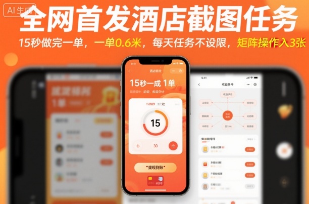 全网首发酒店截图任务，15秒做完一单，一单0.6米，每天任务不设限，矩阵操作日入3张【揭秘】-问小徐资源库