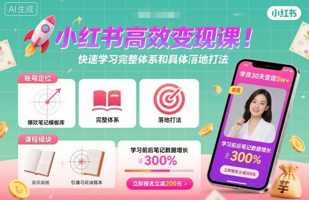 小红书高效变现课，快速学习小红书完整体系和具体落地打法-问小徐资源库