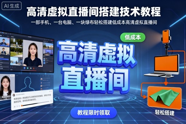 高清虚拟直播间搭建技术教程，一部手机、一台电脑、一块绿布轻松搭建低成本高清虚拟直播间-问小徐资源库